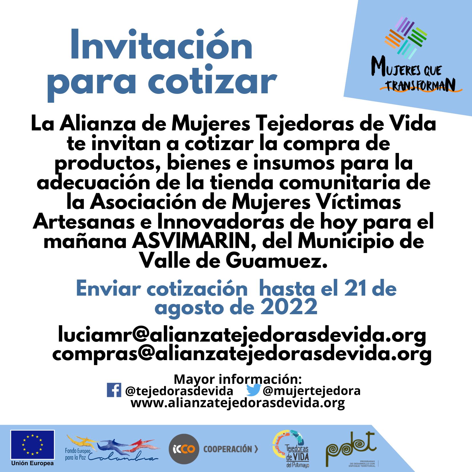 Invitación a cotizar la compra de productos bienes e insumos para la